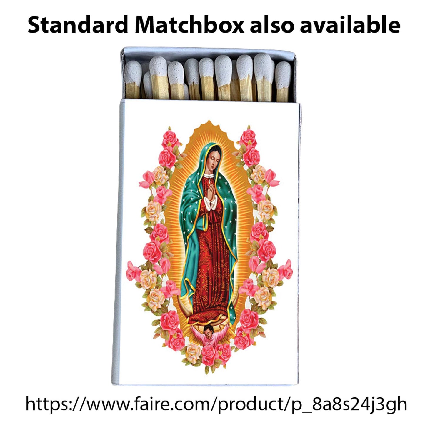 Matches • Lady Guadalupe Wooden Matchboxes • Candle Acc