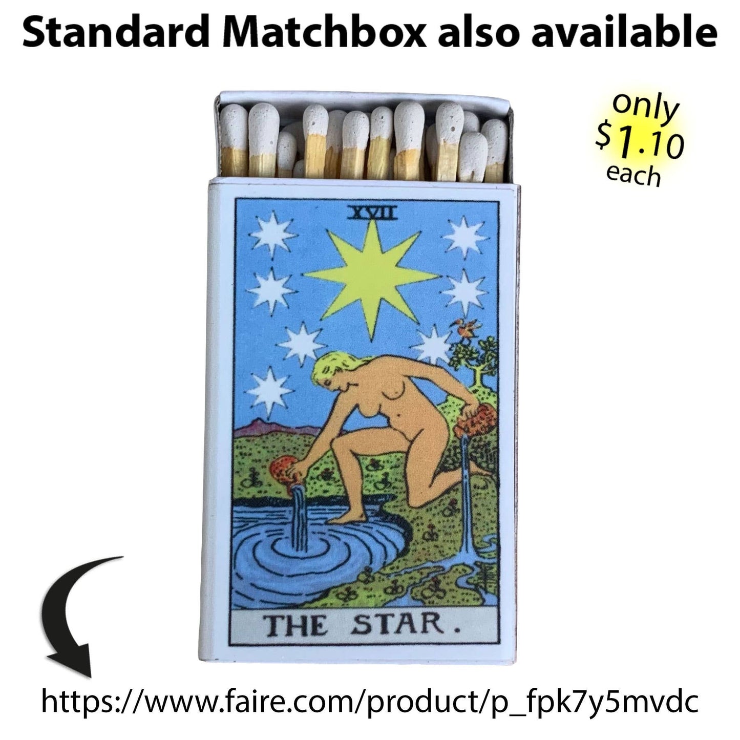 Matches • Tarot Star Wooden Matchbox • Home Decor Candle Acc