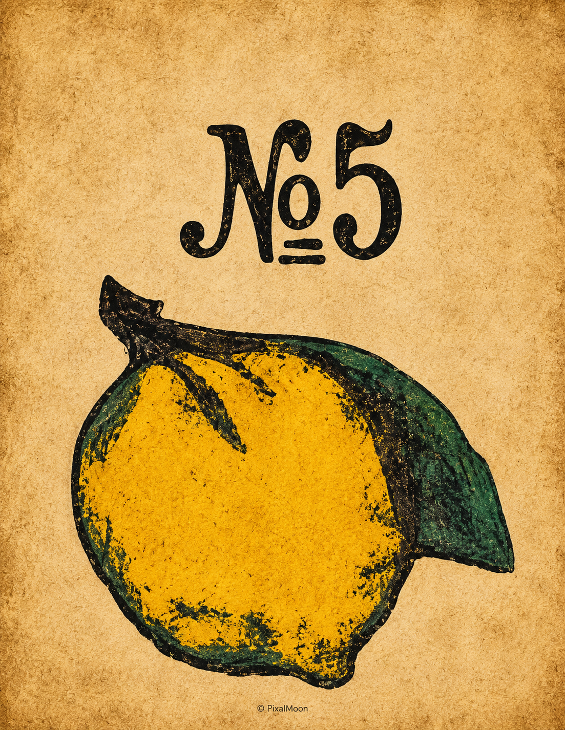 Vintage Botanical Art Print No. 5 — Lemon