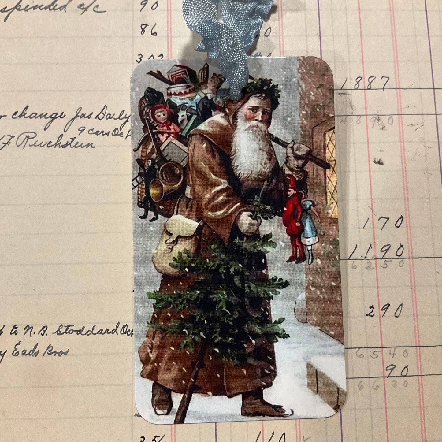 Beautiful Gift Tag Bronze Santa - Single or pkg/3