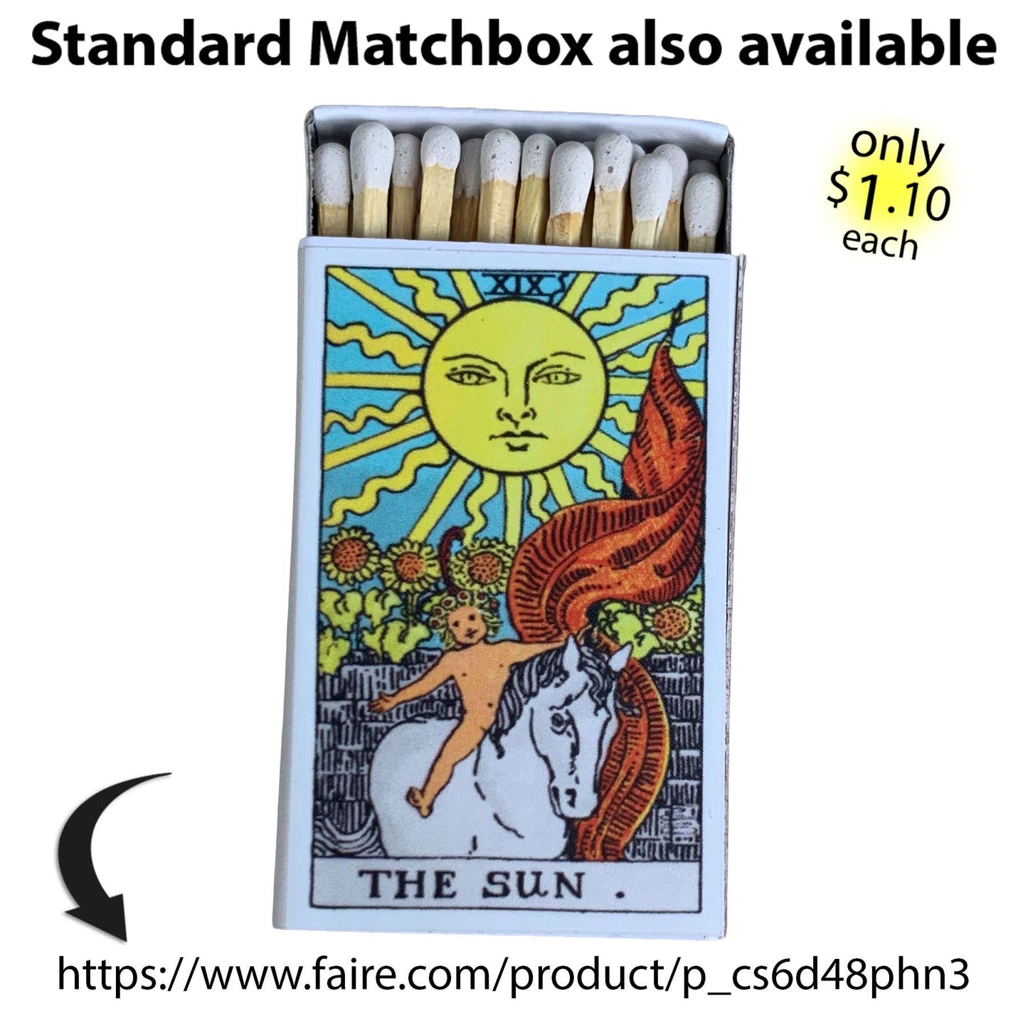 Matches • Tarot Sun Wooden Matchbox • Home Decor Candle Acc