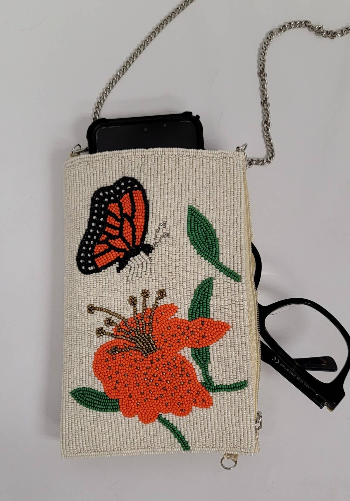 CELL PHONE BEADED BAG BUTTERFLY - EPOQUE