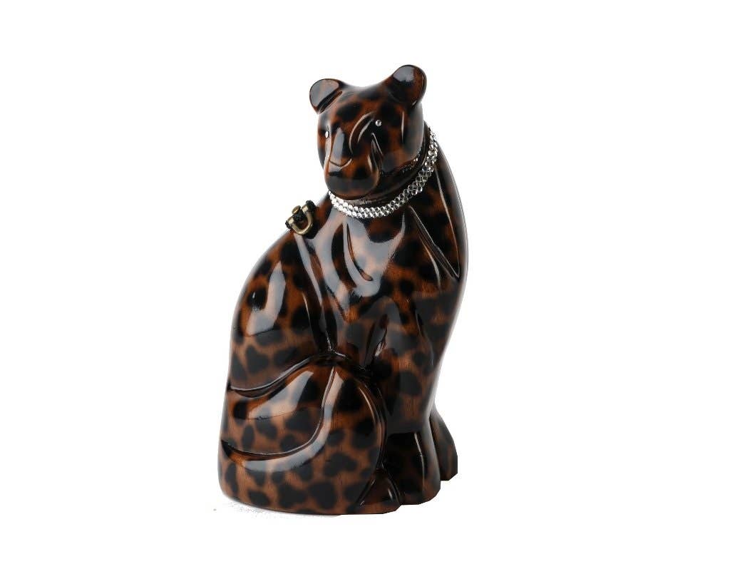 Charlie Cheetah Acacia Wood with Swarovski Crystal Collar - EPOQUE