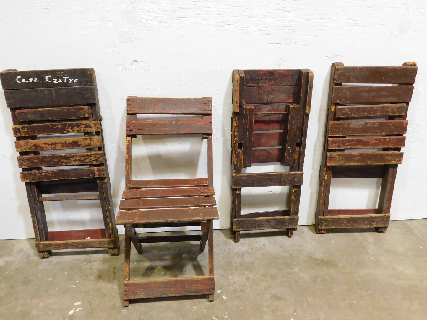 Antique Old Movie Theatre Wood Chair-15Wx30H in-Brown