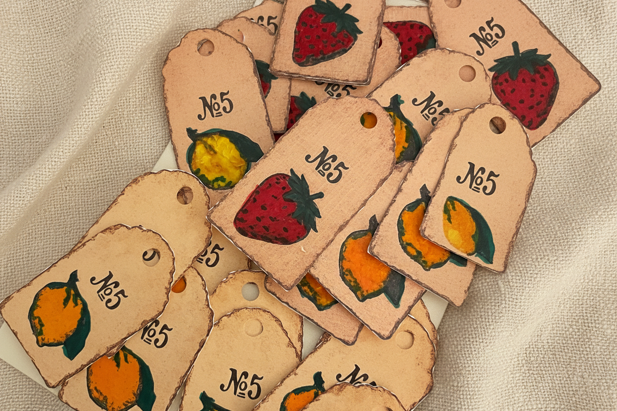 Linen Paper Handmade Gift Tags — No. 5 Fruit Series
