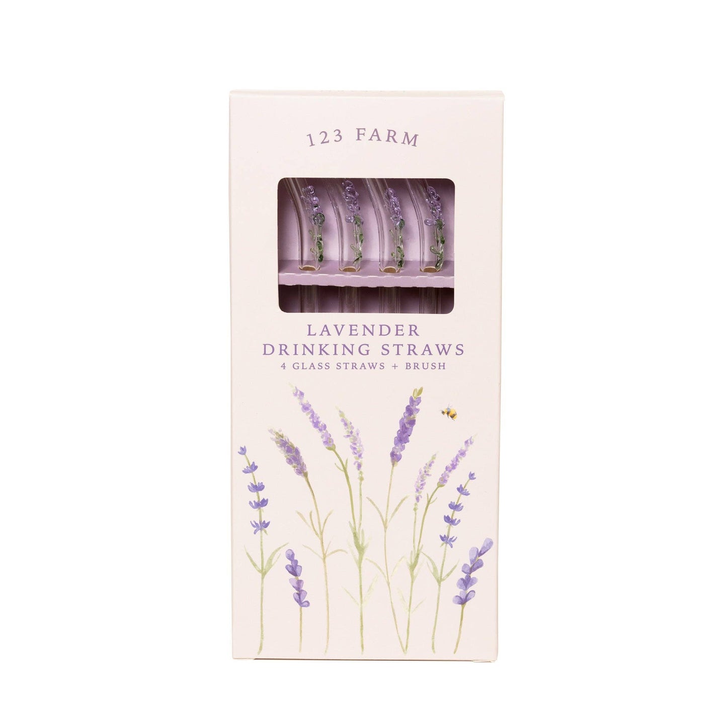 Lavender Drinking Straws – Glass with Lavender Sprigs 4 - Pack - EPOQUE