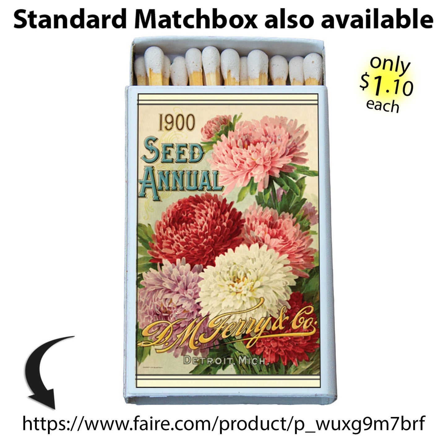 Matches • Flowers Seed Annual Wooden Matchbox • Candle Acc - EPOQUE