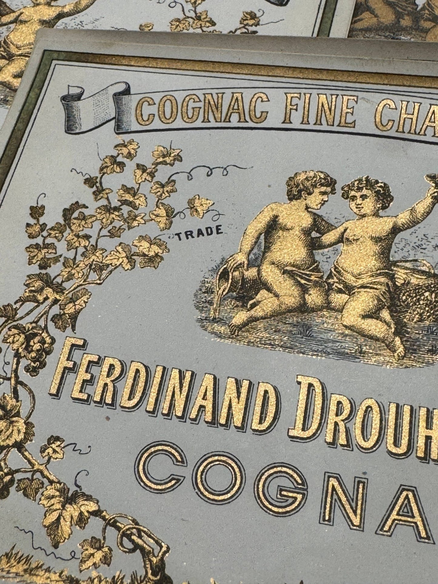 RARE Antique French Cognac Fine Champagne Labels - Set/5 - EPOQUE