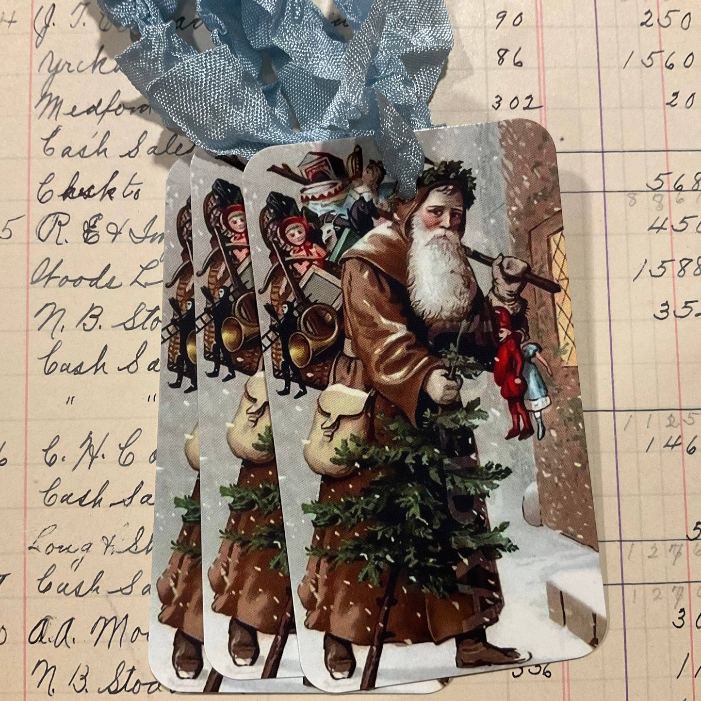 Beautiful Gift Tag Bronze Santa - Single or pkg/3     