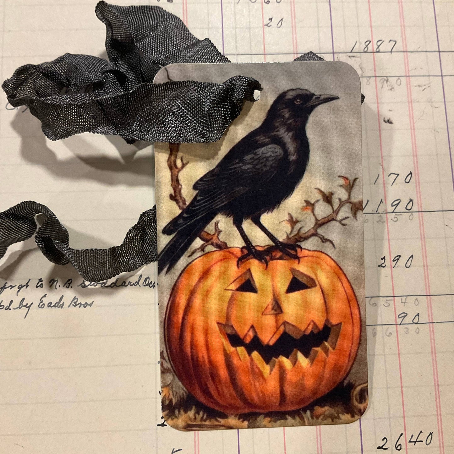 Beautiful Gift Tag Raven Pumpkin -l Single or pkg/3     