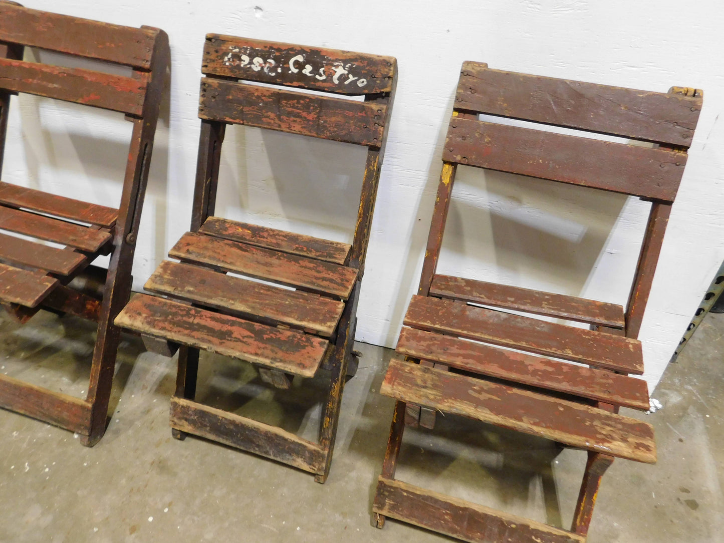 Antique Old Movie Theatre Wood Chair-15Wx30H in-Brown