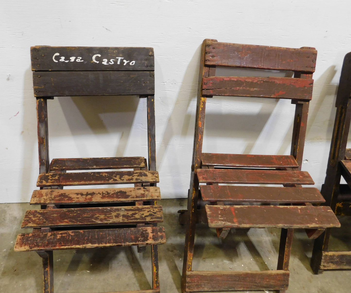 Antique Old Movie Theatre Wood Chair-15Wx30H in-Brown