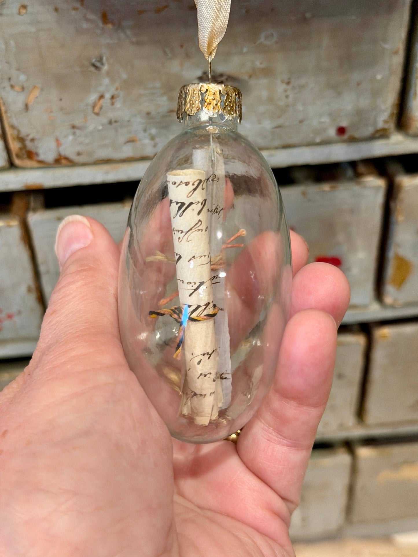 3" Glass French Ephemera ornament - EPOQUE