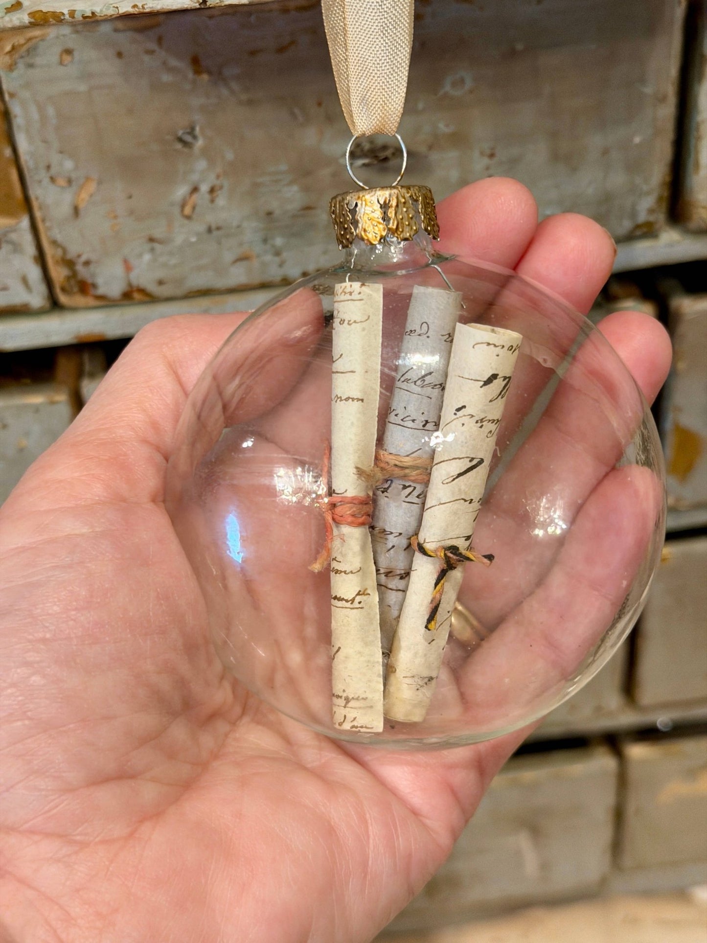 3" Glass French Ephemera ornament - EPOQUE