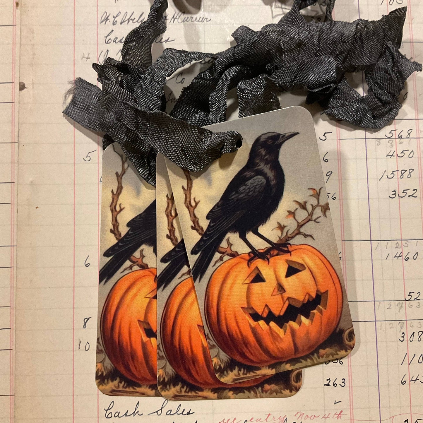 Beautiful Gift Tag Raven Pumpkin -l Single or pkg/3     