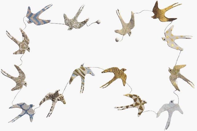5ft Paper Garland Metallic swallows. - EPOQUE