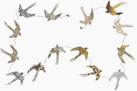 5ft Paper Garland Metallic swallows. - EPOQUE