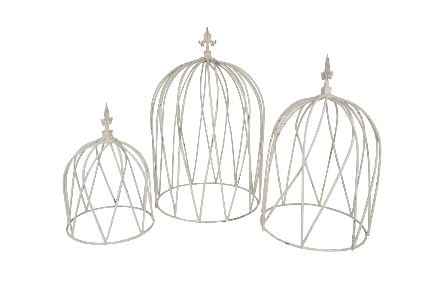 Trenton Set of 3 Large Farmhouse Iron White Topiary-White