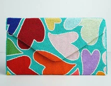 A BEADED BAG HEART CLUTCH - EPOQUE