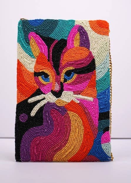 A BEADED CELL PHONE BAG MEOW NEW ARRIVAL - EPOQUE
