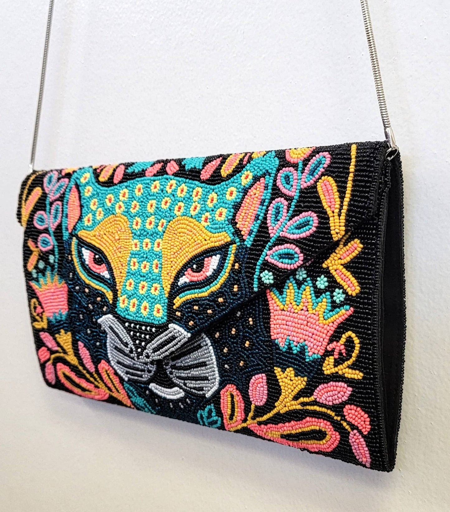 A NEW ARRIVAL BEADED CLUTCH BIG CAT - EPOQUE