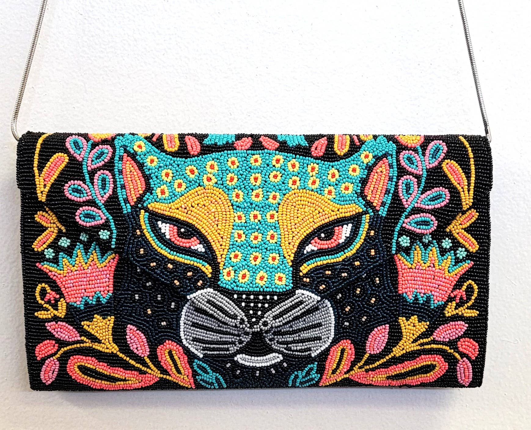 A NEW ARRIVAL BEADED CLUTCH BIG CAT - EPOQUE