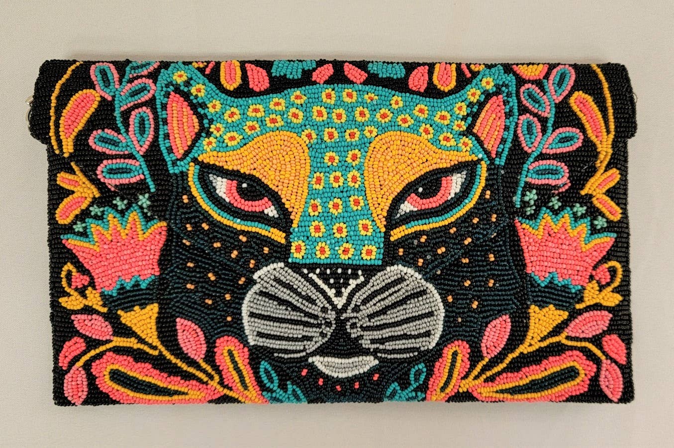 A NEW ARRIVAL BEADED CLUTCH BIG CAT - EPOQUE
