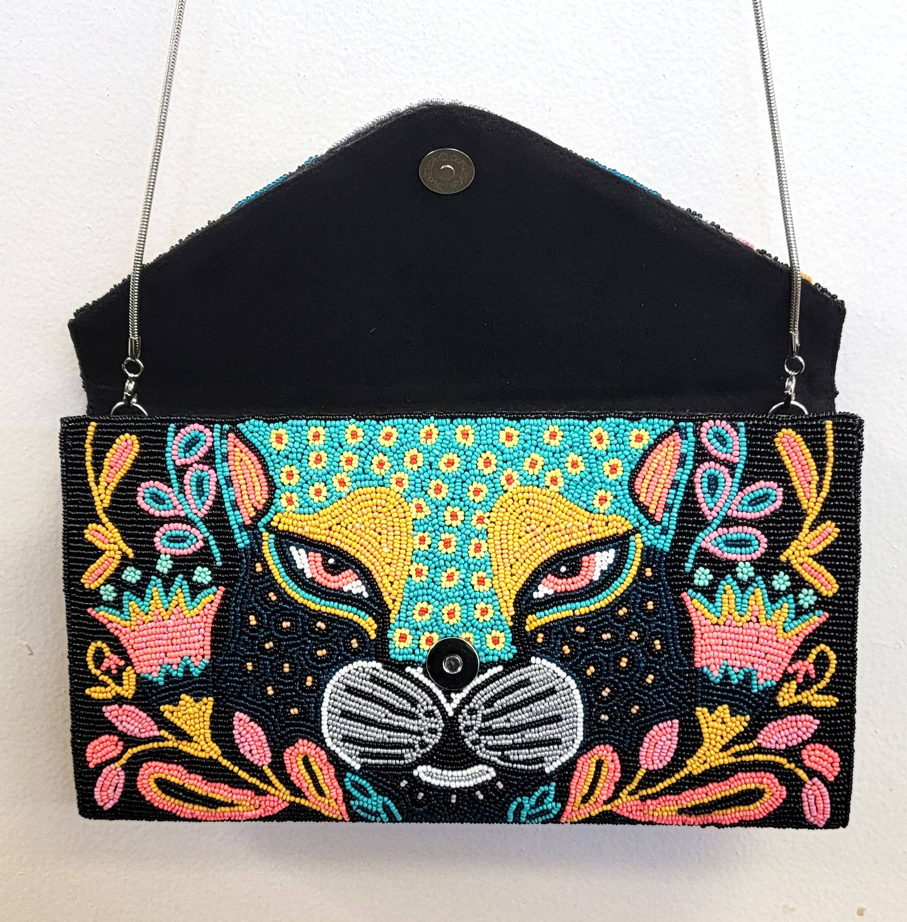 A NEW ARRIVAL BEADED CLUTCH BIG CAT - EPOQUE