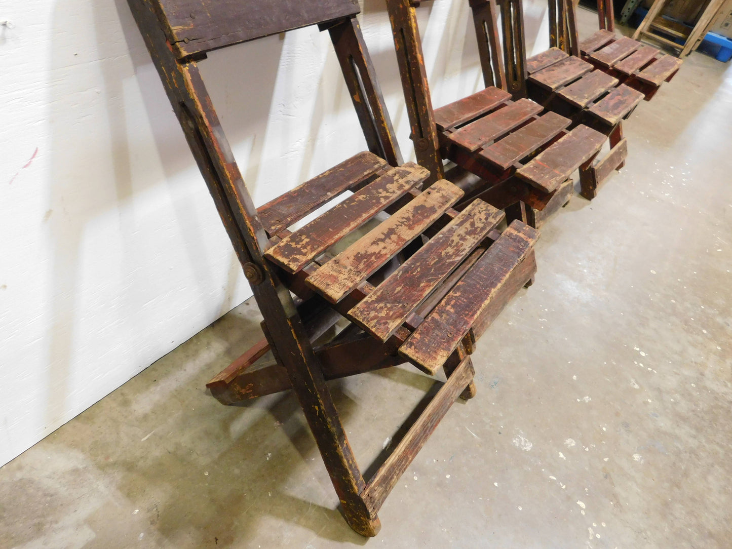 Antique Old Movie Theatre Wood Chair-15Wx30H in-Brown