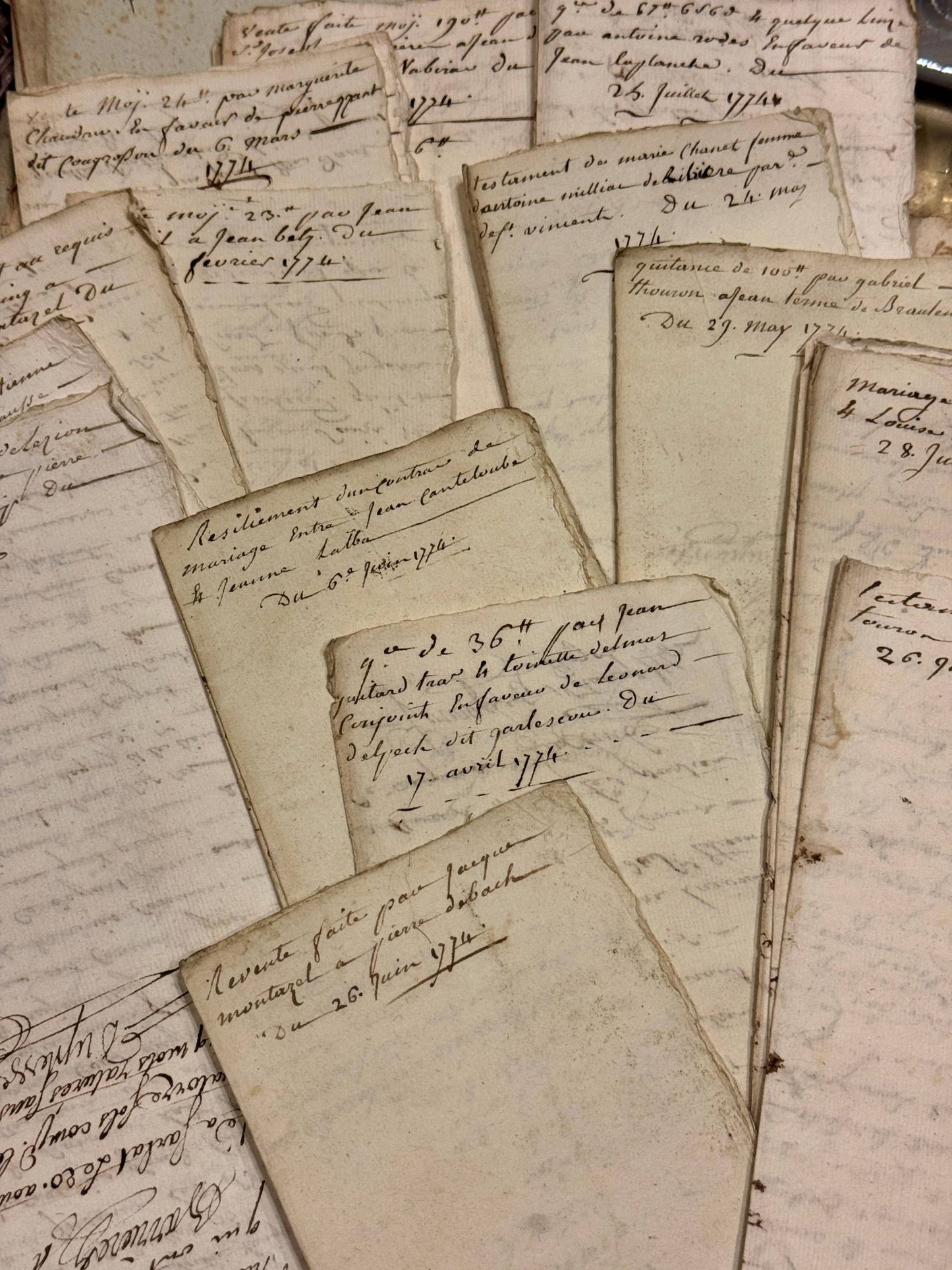 Antique 1774 French Documents - 250 Years Old - EPOQUE