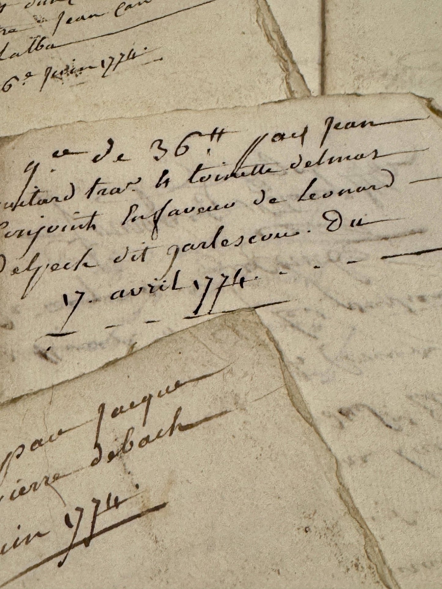 Antique 1774 French Documents - 250 Years Old - EPOQUE