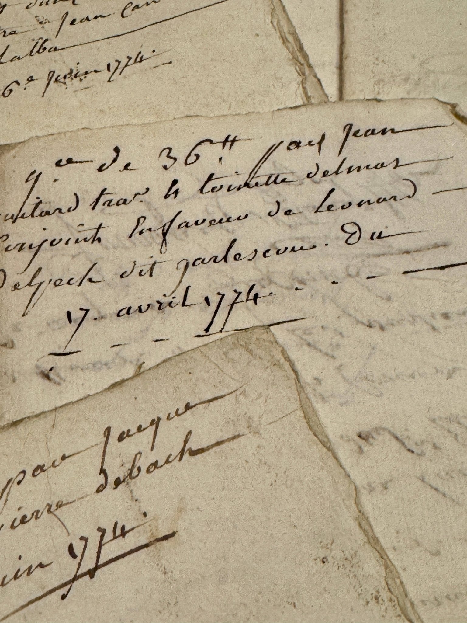 Antique 1774 French Documents - 250 Years Old - EPOQUE