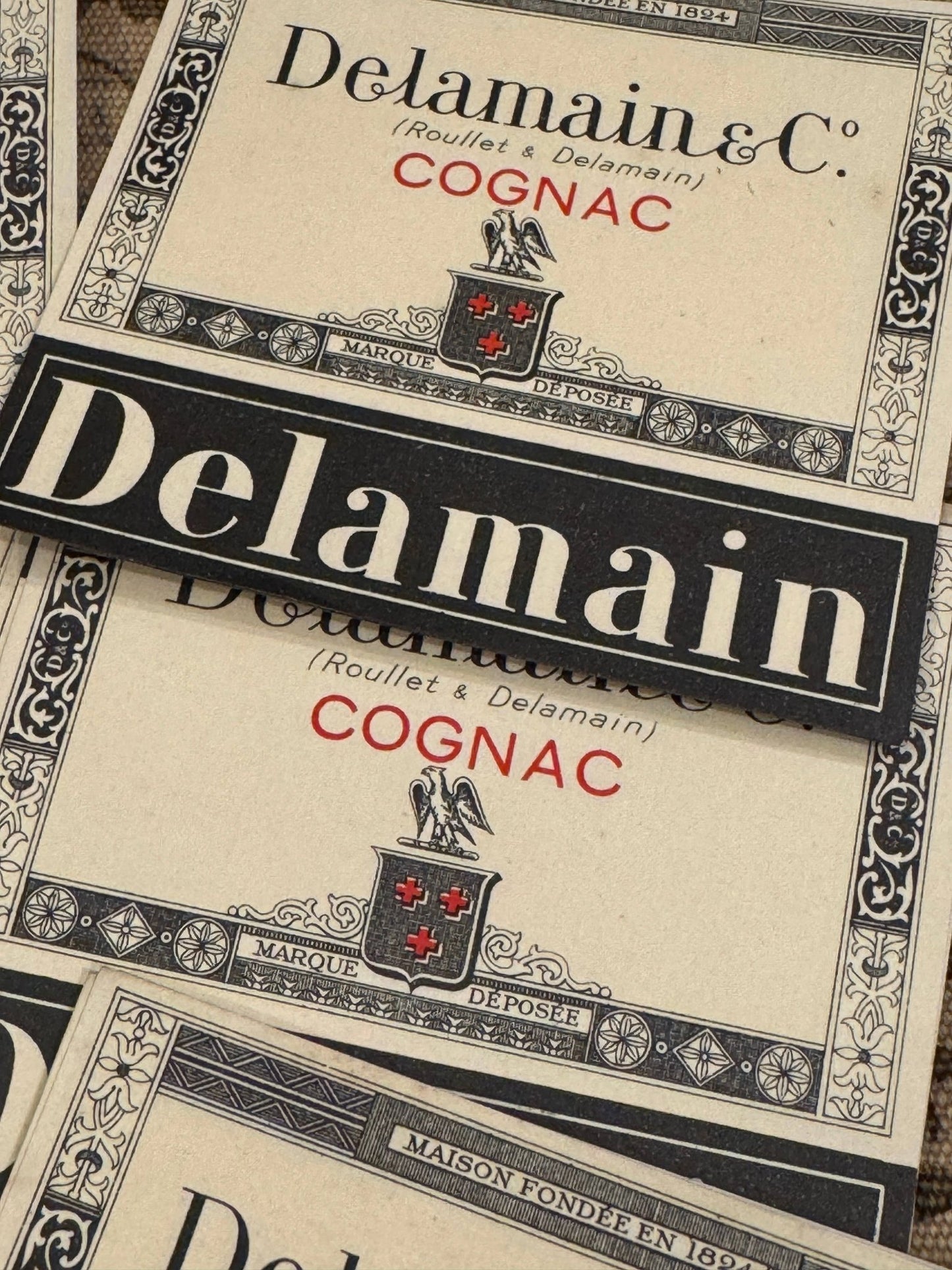 Antique French DeLamain & Co. Roullet Labels – Set of 2 - EPOQUE