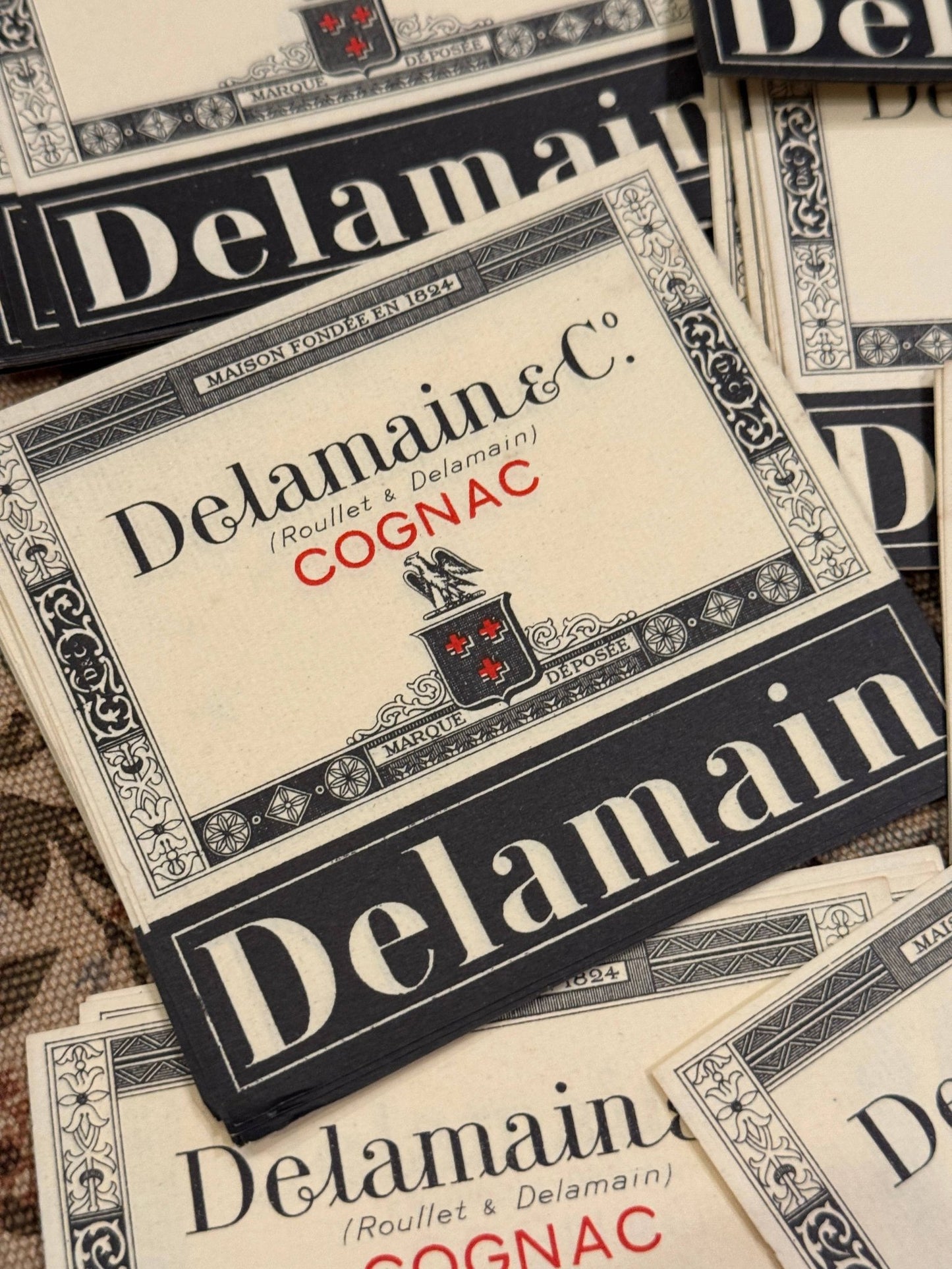 Antique French DeLamain & Co. Roullet Labels – Set of 2 - EPOQUE