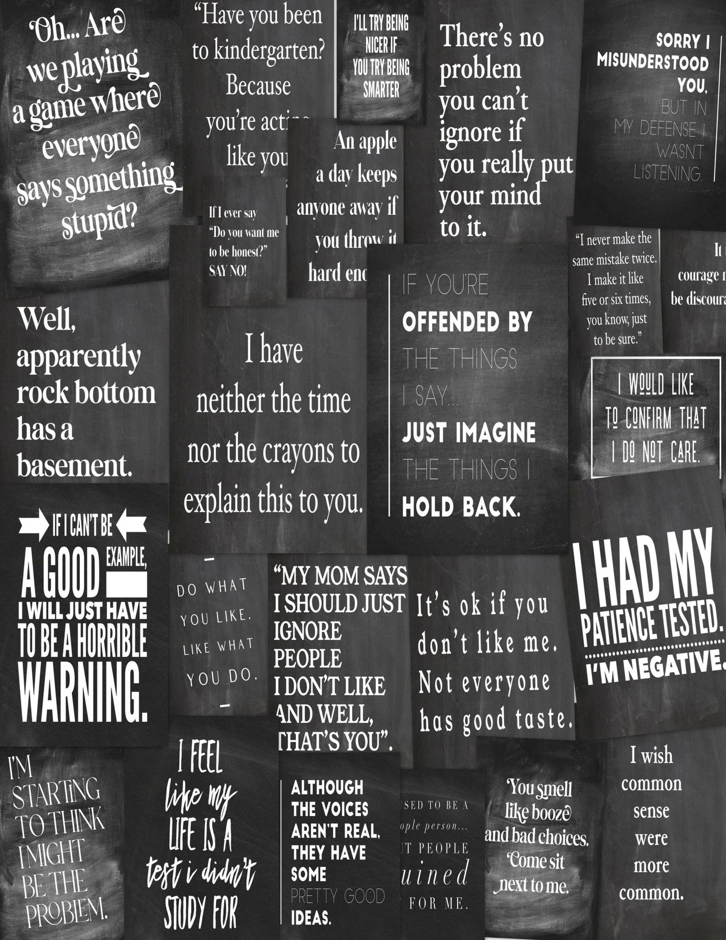 Assorted 11" x 17" Three Piece "Baditude" Chalkboard Papers - EPOQUE