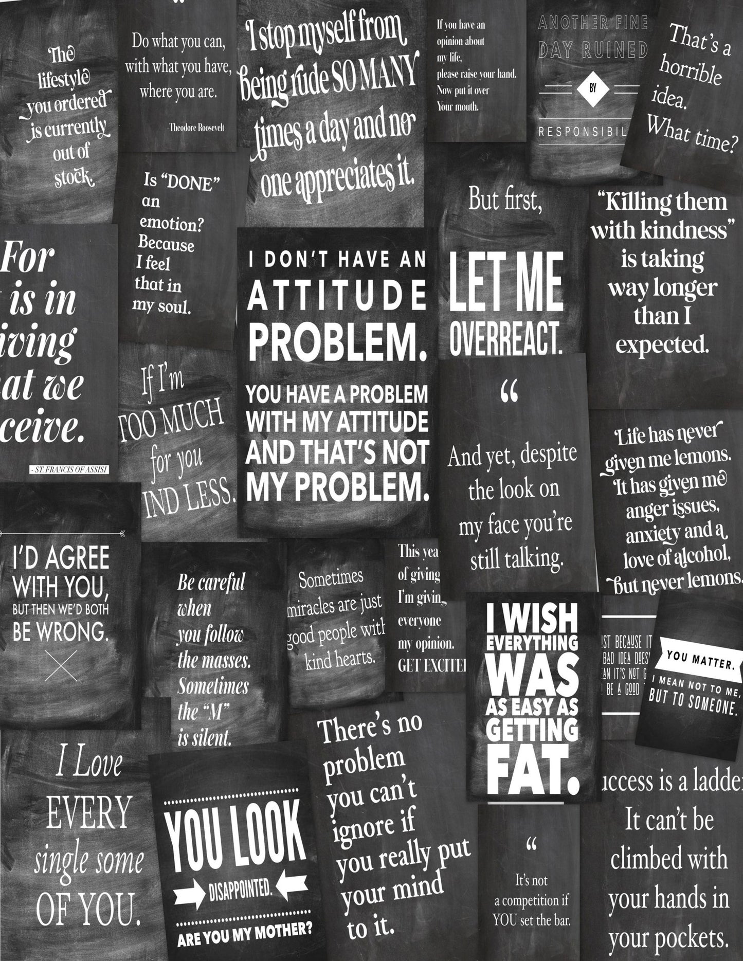 Assorted 11" x 17" Three Piece "Baditude" Chalkboard Papers - EPOQUE