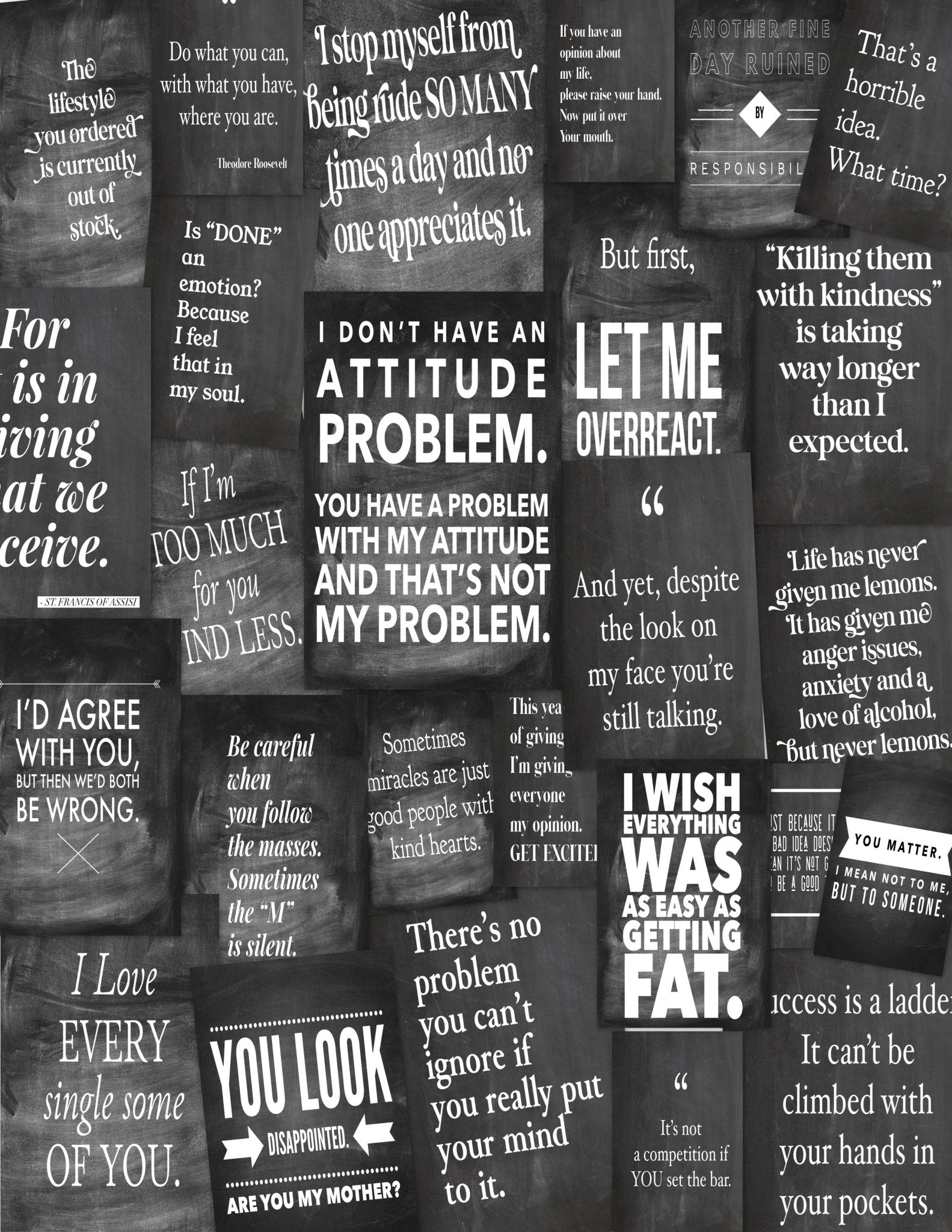 Assorted 11" x 17" Three Piece "Baditude" Chalkboard Papers - EPOQUE