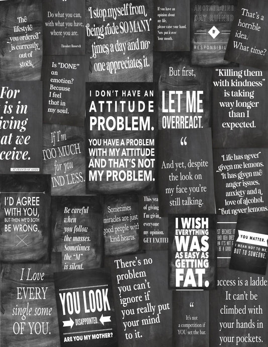Assorted 11" x 17" Three Piece "Baditude" Chalkboard Papers - EPOQUE