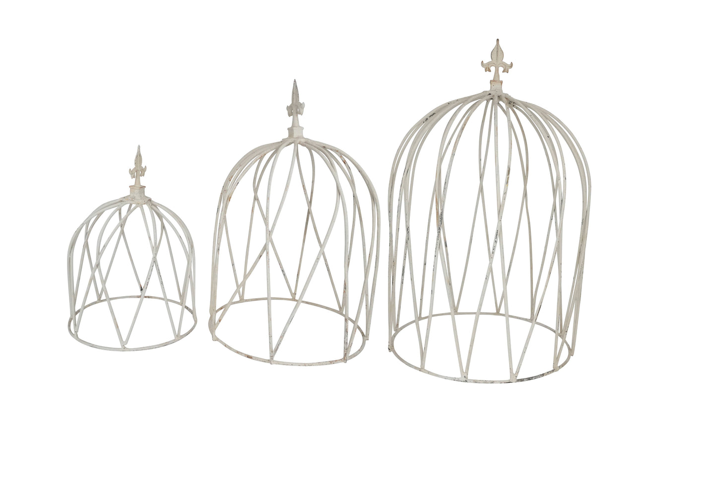 Trenton Set of 3 Large Farmhouse Iron White Topiary-White