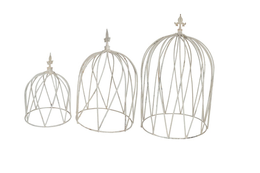 Trenton Set of 3 Large Farmhouse Iron White Topiary-White