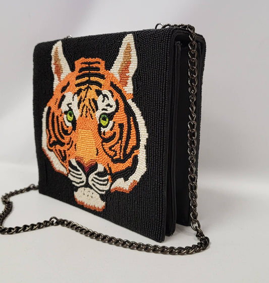 BEADED LEATHER Tigress beaded bag - EPOQUE