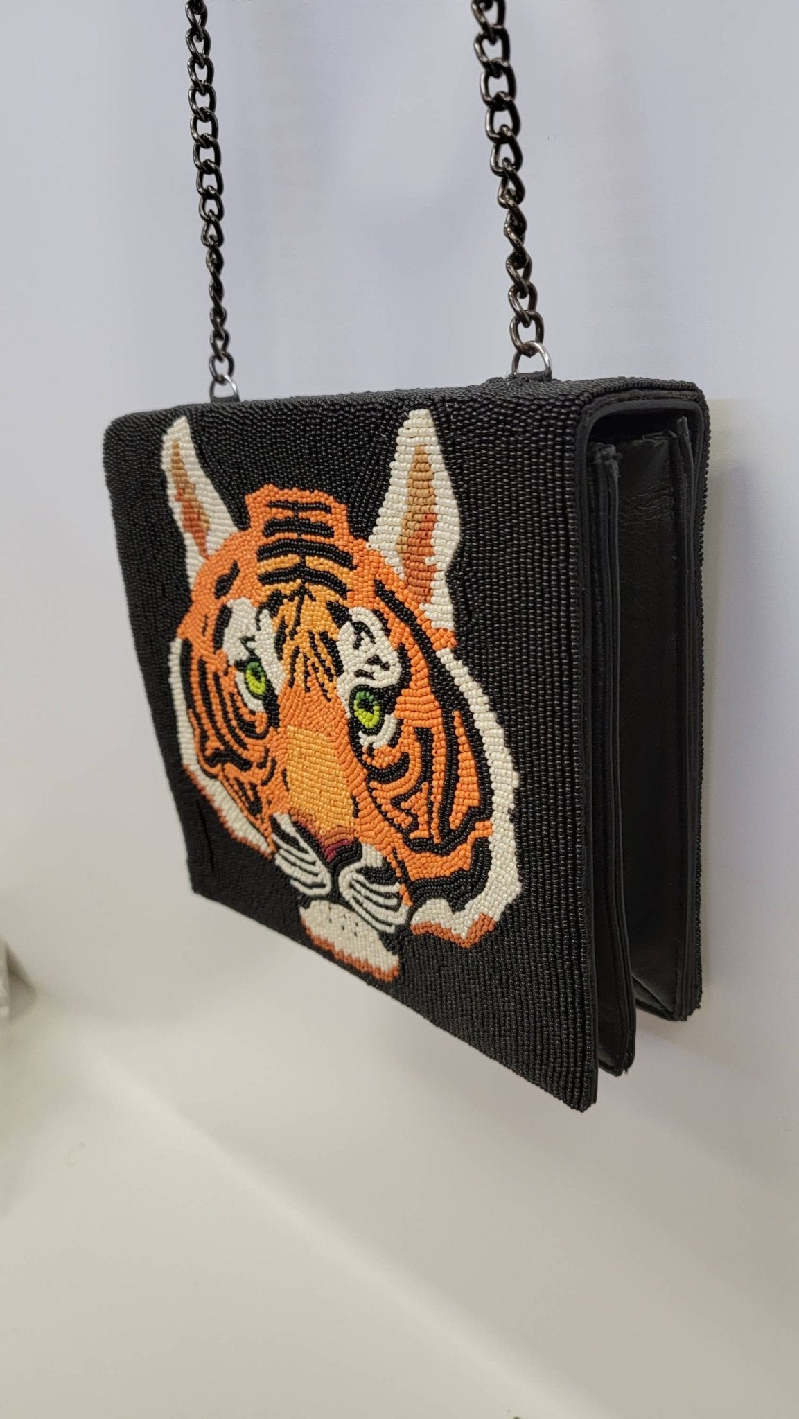 BEADED LEATHER Tigress beaded bag - EPOQUE