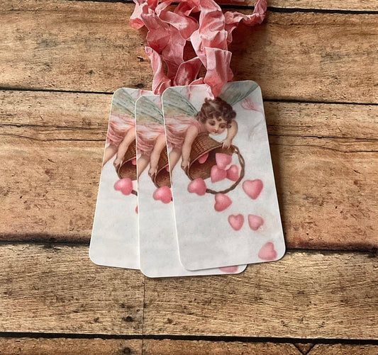 Beautiful Gift Tags BASKET HEARTS - pkg/3   - EPOQUE