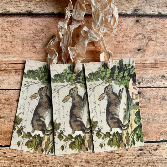 Beautiful Gift Tags Running Rabbit - Single or Pkg/3 - EPOQUE