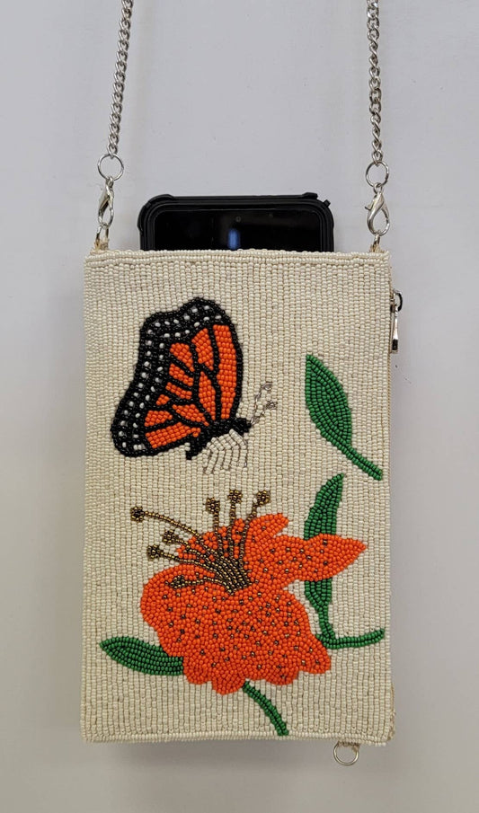 CELL PHONE BEADED BAG BUTTERFLY - EPOQUE