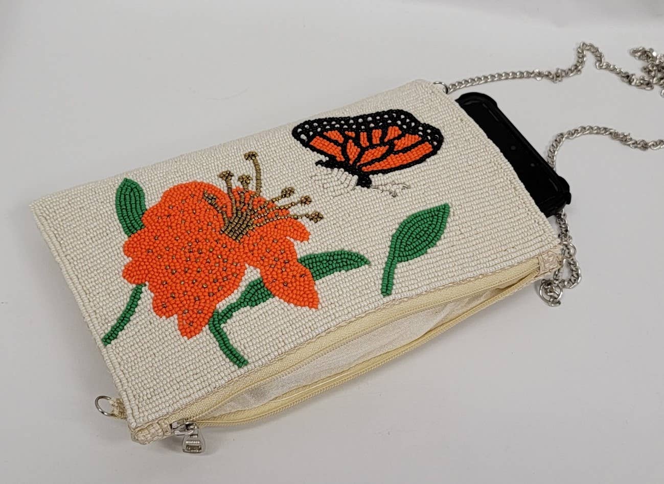 CELL PHONE BEADED BAG BUTTERFLY - EPOQUE