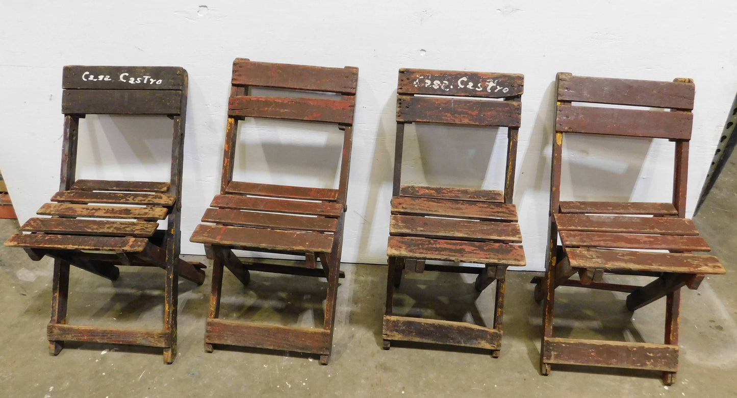 Antique Old Movie Theatre Wood Chair-15Wx30H in-Brown