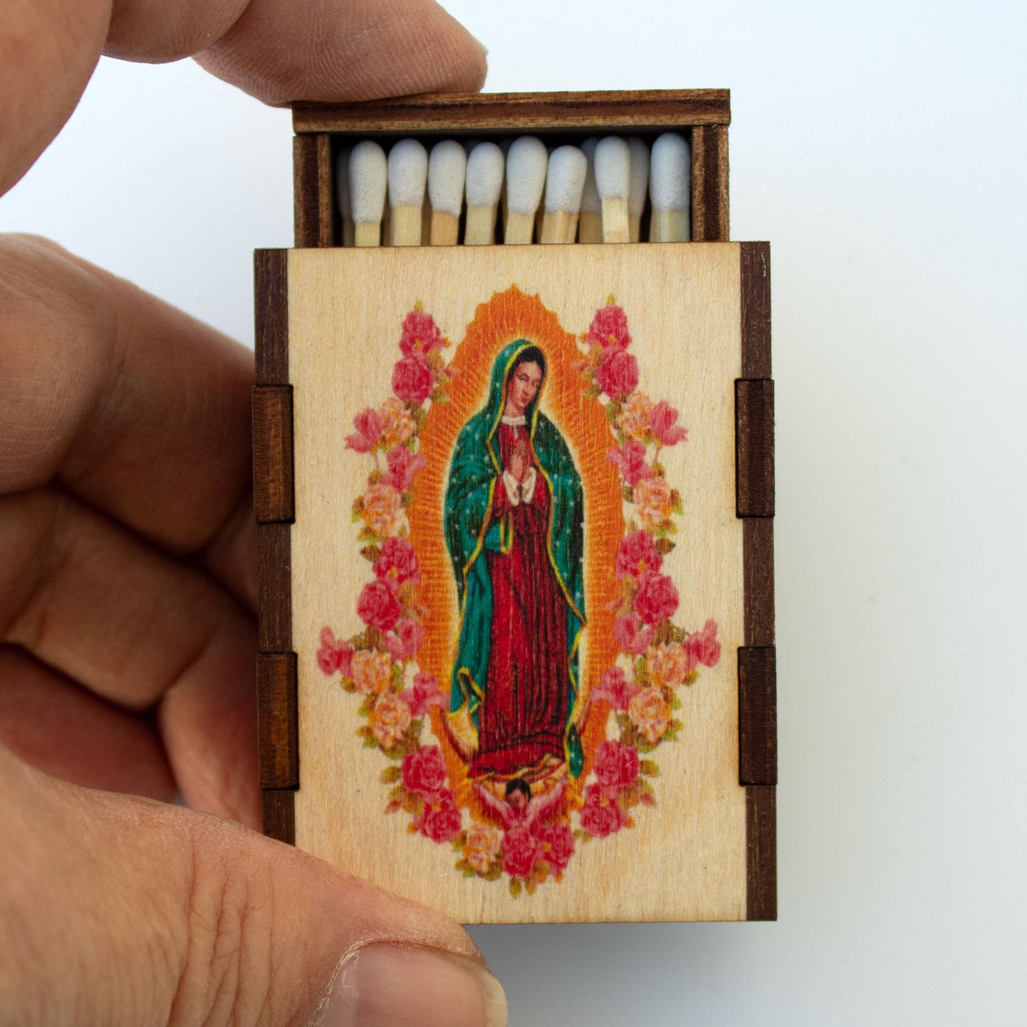 Matches • Lady Guadalupe Wooden Matchboxes • Candle Acc