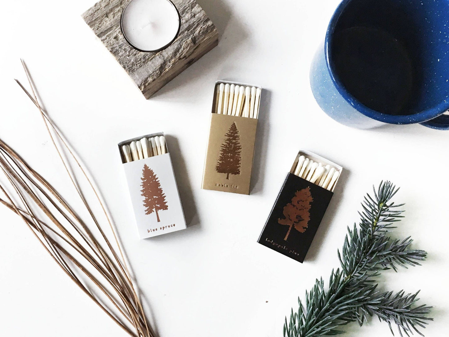 Lodgepole Pine Tree Matchbox | Tall Evergreen Matches - EPOQUE