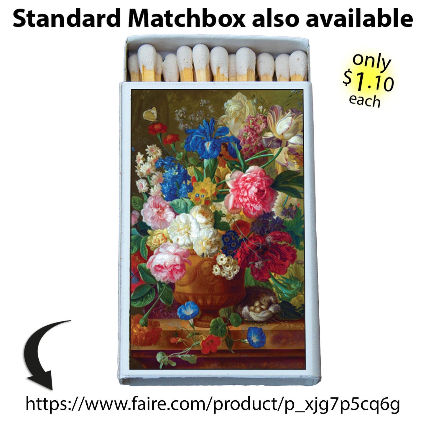 Matches • Flower Arrangement Wooden Matchboxes • Candle Acc - EPOQUE